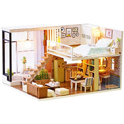 Dollhouse Miniature with Furniture,DIY 3D Wooden Doll House Kit Apartment Style Plus with Dust Cover and Music Movement,1:24 Scale Creative Room Idea Best Gift for Children Friend Lover L20