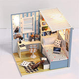 ROBOX Miniature Dollhouse DIY Kits 1/24 Scale Mini House Wooden Craft Models Miniature House Kit Romantic Bedroom with Furniture，Dust Cover and Led Light