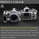 Pentax K-3 Mark III Flagship APS-C Silver Camera Body - 12fps, Touch Screen LCD, Weather Resistant Magnesium Alloy Body with in-Body 5-Axis Shake Reduction. 1.05x Optical viewfinder with 100% FOV