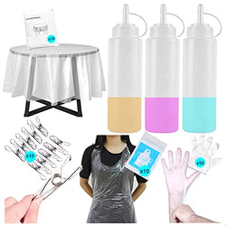 Tie Dye Tools Kit, Homozat 83 Pieces Tie-Dye Shirts Fabric Kits with Squzze Bottles, Disposable Gloves, Aprons, Table Covers, Metal Clips for Kids Party Home Cleaning(Tie Dye Pigment Not Included)