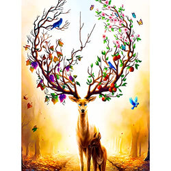 Diamond Painting Kits for Adults Kids Full Drill Crystal 5D DIY Diamond Gem Art Similane Beads Paint Craft for Children Home Wall Decor Gift Cross-Stitch Patterns（Deer ELK 16x12in）