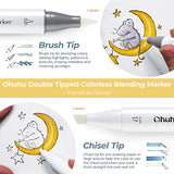 Ohuhu Alcohol Colorless Blenders - Pack of 6 Alcohol Based Ink No.0 Clear Blender Brush of Ohuhu Markers for Adding Highlights Textures - Erasing Mistakes - Works Well with All Alcohol Markers