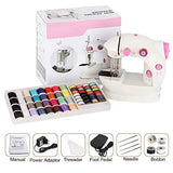 Mini Portable Sewing Machines Handheld Electric Sewing Machines With 60 Piece Sewing Thread Kit Adjustable 2-Speed Sewing Machine for Kids Beginner and Home, Easy to Use, Pink
