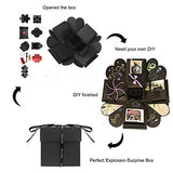 TSJ Creative Explosion Gift Box with 4 Face for Memory DIY Scrapbook Handmade Photo Album Birthday Valentine's Day Anniversary Proposal Surprise Box (Black)