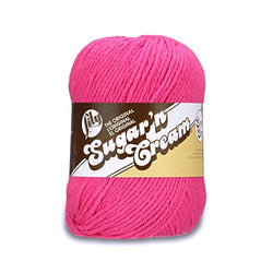 Lily Sugar 'N Cream  Super Size Solid Yarn - (4) Medium Gauge 100% Cotton - 4 oz -  Hot Pink  -  Machine Wash & Dry