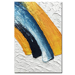 Boieesen Art,24x36Inch 3D Hand Painted Textured Wall Art Yellow Black White Abstract Colorful Framed Oil Paintings Modern Contemporary Artwork Home Decoration Wall Décor Ready to Hang