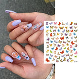 10 Sheets Butterfly Nail Stickers for Women, Flower Leaves Butterfly Nail Art Stickers for Nail Designs, 3D Spring Nail Decals for Nail Art, Self Adhesive Nail Designs