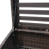 PATIORAMA Outdoor Patio Wicker Storage Deck Box & Garden Bench Deck Box with White Seat Cushion, Espresso Brown,Aluminum Frame