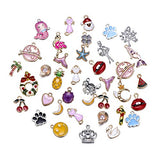 50pcs Mix Style Enamel Alloy Cute Animals Mermaid Tail Christmas Girls Charm Pendant DIY Jewelry