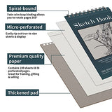 5.5" x 8.5" Sketchbook Set, Top Spiral Bound Sketch Pad, 2 Packs 100-Sheets Each (68lb/100gsm), Acid Free Art Sketch Book Artistic Drawing Painting Writing Paper for Beginners Artists