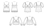 McCall's Misses' Baby Doll Top Sewing Pattern Kit, Code M8199, Sizes 6-8-10-12-14, Multicolor
