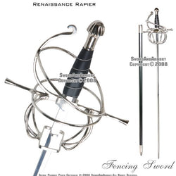 Ace Martial Arts Supply Renaissance Rapier Fencing Sword with Swept Hilt Guard