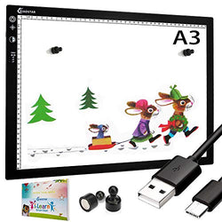 Light Box Drawing Pad, Tracing Board with Type-C Charge Cable and Brightness Adjustable for Artists, Animation Drawing, Sketching, Animation, X-ray Viewing (A3-TBK)
