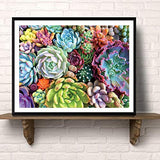 DIY 5D Painting Succulents Kits, Used for Bedroom, Dining Room and Home Decoration, 5D Round Diamond Painting, Gift for Parents and Children