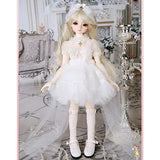 1/4 BJD Doll Simulation SD Doll DIY Dress Up Dolls Gift for Girls, Ball Jointed Dolls with Wedding Dress + Makeup + Wig + Shoes, Height 40cm/15.74in,White