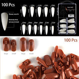 Nail Art Training Practice Hand Adjustable Fake Model Hands with 100 Pieces Fake Nails, 100 Acrylic Nails Tips of 10 Sizes, 2 Nail Files and Nail Brush for Practice Nail Art Salons and Home DIY