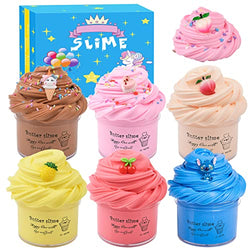 Butter Slime Kit for Girls 6 Pack,Party Favors, Birthday Gift,Unicorn Cake Stitch Pineapple Cherry and Peach Slime,Soft and Non Sticky,Stretchy,Stress Relief Toy for Girls and Boys