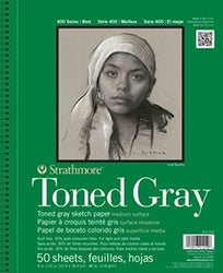 Strathmore 400 Series Toned Gray Sketch Pad, 9"x12" Wire Bound, 50 Sheets