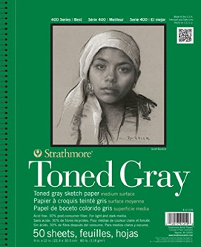 Strathmore 412-105 Spiral Toned Sketch Book 5.5"X8.5"-Gray 50 Sheets