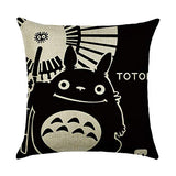 Thedmhom 2 Pcs Cute Kawaii Big Belly Cat Animal Cartoon Anime Totoro Linen Pillow Case Chair Seat Back Cushion Cover Throw Pillow Covers Car Deco Couch Square Pillowslip Home Bed Sofa Decor
