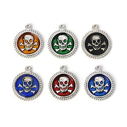 Skull Enamel Charm Pendants 6 Pack, DIY Crafts, Jewelry Making - Colorful