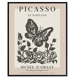 Pablo Picasso Poster Wall Art & Decor - 8x10 Modern Wall Art Prints - Gallery Wall Art - Museum Poster - Contemporary Wall Art - Butterfly Picture - Living Room, Bedroom - Women Housewarming Gift