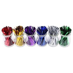 Sago Brothers 1200pcs 4'' Metallic Twist Ties - 6 Colors