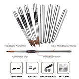 Kolinsky Travel Watercolor Brushes Sable Hair Round Watercolor Paint Brush 4Pcs Travel Brushes Set Portable Compact Artist Brushes with Pocket for Art Painting, Gouache, Acrylic Painting Oil Painting