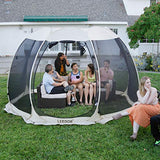 Leedor Gazebos for Patios Screen House Room 8-10 Person Canopy Pergolas Mosquito Net Camping Tent Dining Pop Up Sun Shade Shelter Mesh Walls Not Waterproof Gray,12'x12'