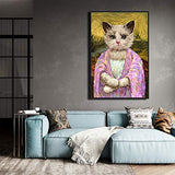 SIGNFORD Framed Canvas Home Artwork Decoration Humor Animal Funny Cat Canvas Wall Art for Living Room, Bedroom - 16x24 inches