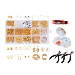 Kissity 20 Styles Golden Jewelry Finding Starter Kits Bails Earring Hooks Earring Backs Earnuts