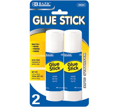 BAZIC Jumbo Glue Stick, 36 grams 1.27 ounces, 2 Per Pack