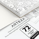 Arteza Adult Coloring Book, 6.4 x 6.4 Inches, 72 Sheets, Architecture Designs, Travel-Sized Anxiety Coloring Book with Thick 100-lb Paper, Art Supplies for Relaxing, Reflecting, and Decompressing