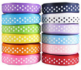 Polka Dot Ribbon for Crafts-Hipgirl 60 Yards 3/8" Grosgrain Fabric Ribbon Set For Gift Package