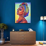 5D Diamond Painting Purple African Woman Full Drill by Number Kits, SKRYUIE DIY Rhinestone Pasted Paint with Diamond Set Arts Craft Decorations (12x16inch)