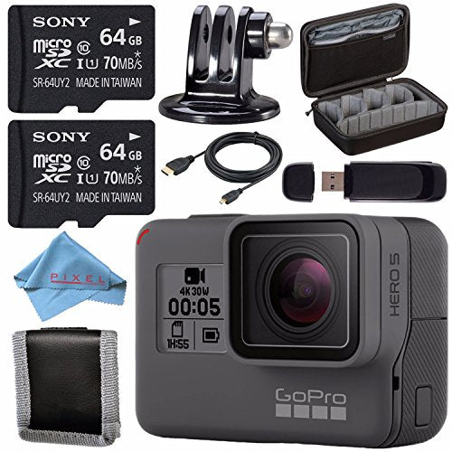 GoPro HERO5 Black CHDHX-501 + Sony 64GB microSDXC + Custom Case for GoPro HERO and generic