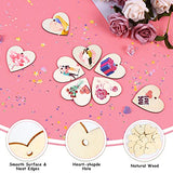 DERAYEE 50Pcs Unfinished Wooden Hearts for Crafts, 2.4" Cutout Blank Wood Pieces Heart for Valentines Day Christmas Wedding Party DIY Ornaments