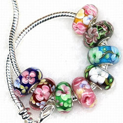 HYBEADS 4pcs Lampwork Murano beads charm fit for Snake Chain bracelet And European Bracelet