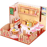 Dollhouse Miniature with Furniture,DIY 3D Wooden Doll House Kit Scenes Style Plus with Dust Cover and LED,1:24 Scale Creative Room Idea Best Gift for Children Friend Lover BM524 (Western Restaurant)