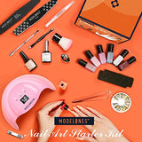 Modelones Gel Nail Polish Kit, 48W Led Nail Dryer Lamp, 7 Colors Soak Off Gel Nail Polish, Nail Primer, Base and Top Coat, Nail Art Decrations, Gel Manicure Tools Set with Gift Box