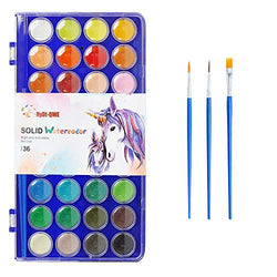 36 Colors Watercolor Paint,with 3 Paint Brushes,Watercolor Palette Paint Set for Adults and Kids,Art Supplies for Beginners and Professional Artist