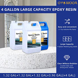 OYOOWOOA Deep Pour Epoxy Resin 4 Gallons Kit 2:1 Liquid Resina Epoxica Transparente Crystal Clear Casting Resin for Garage Floor River Tables Live Edge and Wood Filler