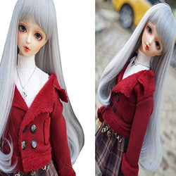 1/3 BJD SD Doll Wig Heat Resistant Synthetic Light Blonde Gray Long Buckle Wavy Hair for 1/3 1/4 BJD SD Doll Wig
