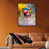 Canessioa People in Rain Abstract Canvas Art 8x10 inch Colorful Oil Painting Umbrellas Romance Rain Modern Abstract City Canvas Wall Art for Bedroom Bathroom Office Wall Decor