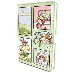 Cute Journal Notebook, Kawaii Journal Notebook Mysterious Jam Series, Premium PU Leather Cover Journal Diary Notebook with Magnetic Buckle 256pages (gree)