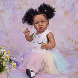 Reborn Baby Dolls Black 22.8inches Full Silicone Vinyl Body with African American Realistic Girl Doll