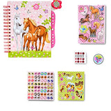 SMITCO Horse Gifts for Girls - Scrapbook Craft Kit for Kids 5 to 10 Years Old - Hardback Secret Set with Passcode Lock to Keep Her Secrets Safe, Stickers, Jewels, Tape and Pen in Horses Theme