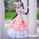 Smiling Angel Cos Anime Black Butler Kuroshitsuji Cos Halloween Palace Woman Pink Dress Cosplay Costume Dress+hat+Gloves+Neck, Medium