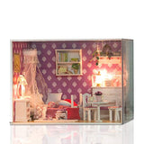 CONTINUELOVE DIY Miniature Doll House Kit - Wooden Dollhouse Model Kit - with Furniture, Led Lights and Dust Cover - Cute Mini Toy House - The Best Toy Gift for Boys and Girls(Queen Star Dream)