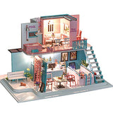 ROOMLIFE Dollhouse Mini Kit Coffee Shop for Adults 1:24 Scale Houses Pastel Cafe with Green Plants Dollhouse Miniature Kit DIY Big DIY Doll House Kit Miniature House DIY Kit Mini House Building Kit